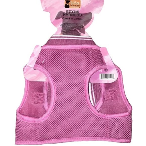 The Dog Walker Mesh Harness Pink w/ White Trim 10-12lbs Medium Walking Walk NEW - Picture 2 of 8
